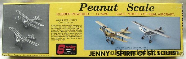 Sterling Peanut JN-4 Jenny and NYP Spirit of St. Louis-  Peanut Scale Flying Model Airplanes, P-6 plastic model kit